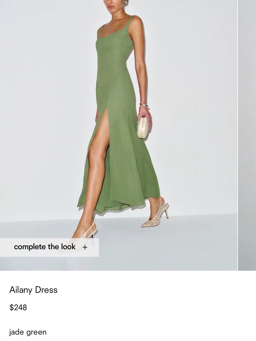 Reformation Ailany Dress in Jade Green